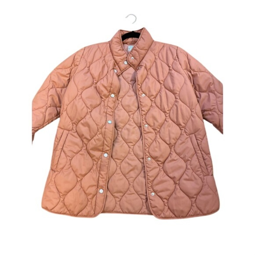 32 Degrees Heat Womens Terracotta Brown Quilted Snap Front Puffer Jacket Medium